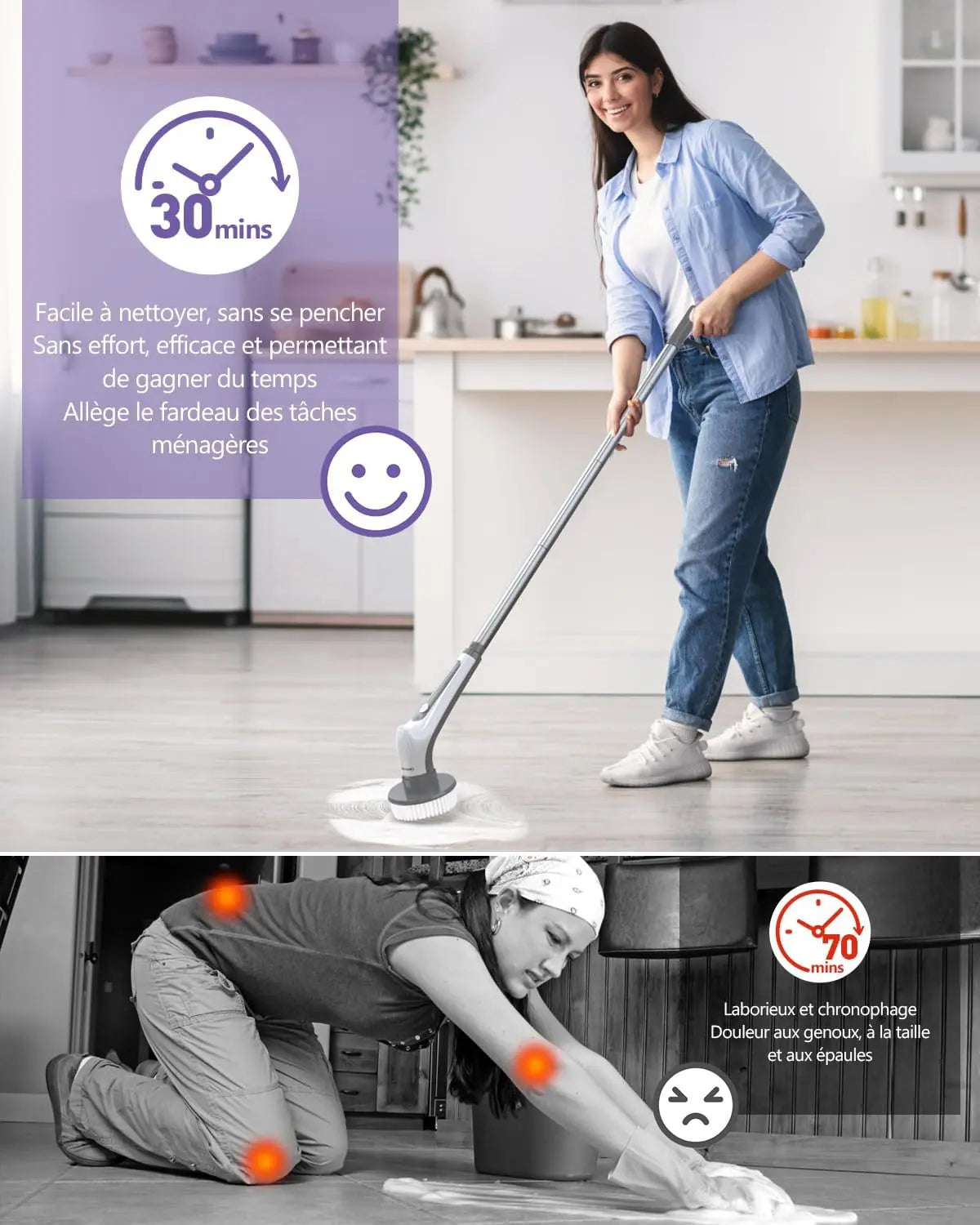 Brosse électrique de nettoyage sans fil + 9 têtes de brosse interchangeables Hydrolab France
