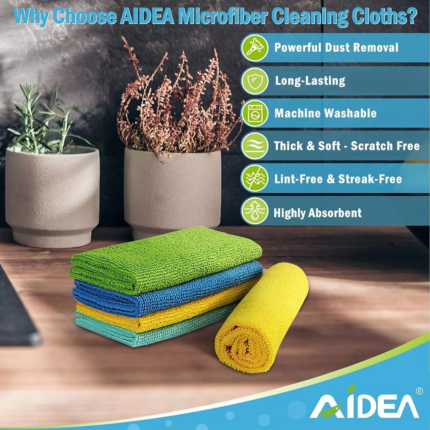 Lot de 12 Chiffons de Nettoyage en Microfibre AIDEA Hydrolab France
