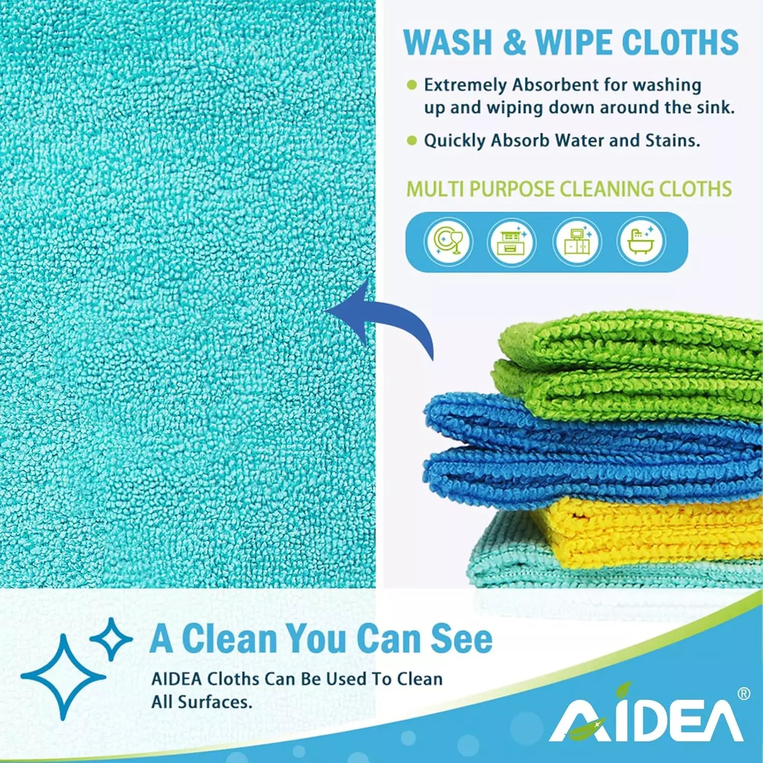 Lot de 12 Chiffons de Nettoyage en Microfibre AIDEA Hydrolab France