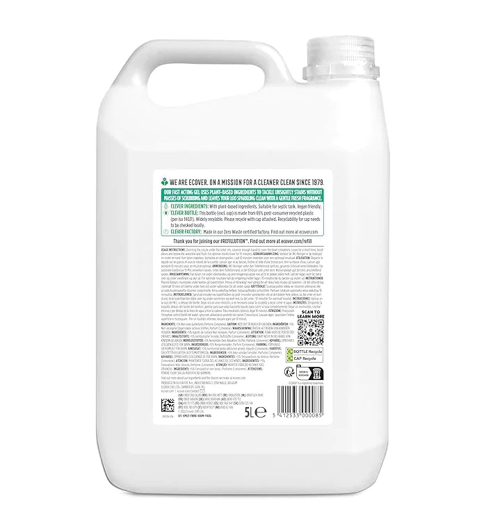Gel Nettoyant Produit pour WC Toilettes Ecover 5L Hydrolab France